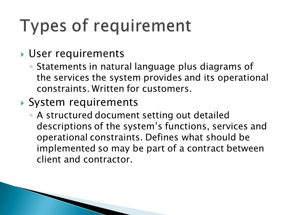 To introduce the concepts of user and system requirements  To describe  functional and non-functional requirements  To explain how software  requirements. - ppt download