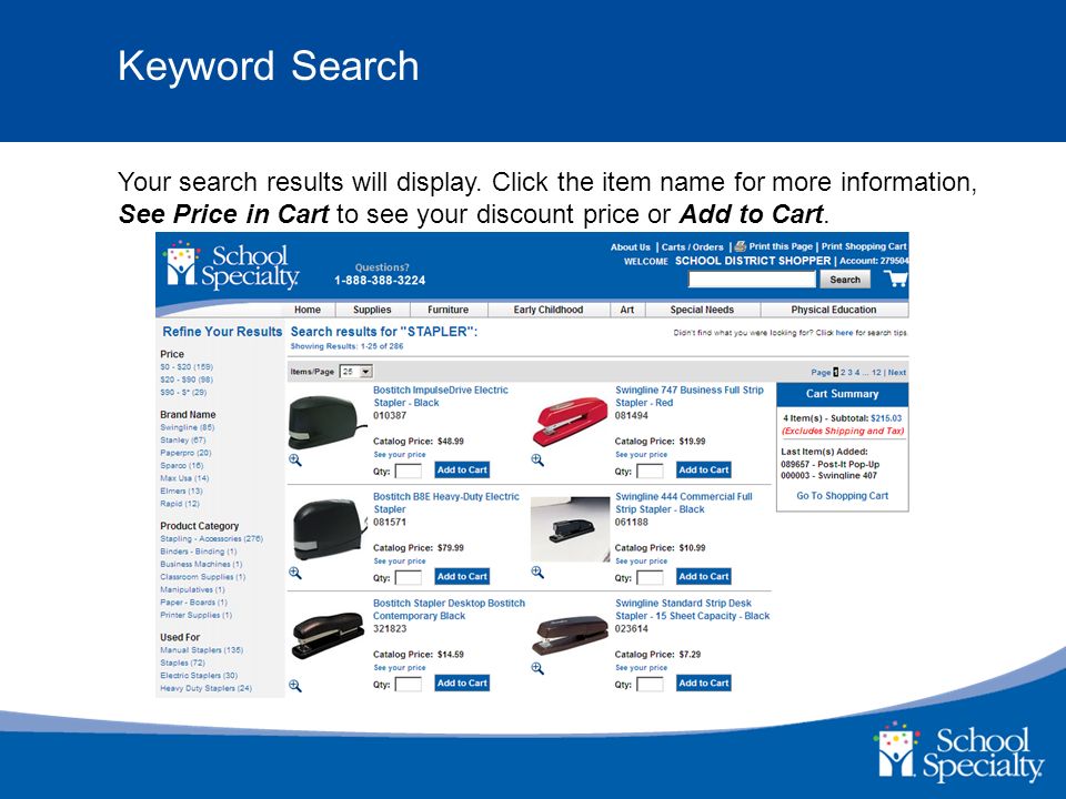 Your search results will display.