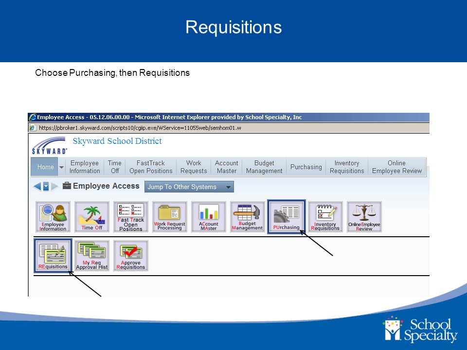 Requisitions Choose Purchasing, then Requisitions