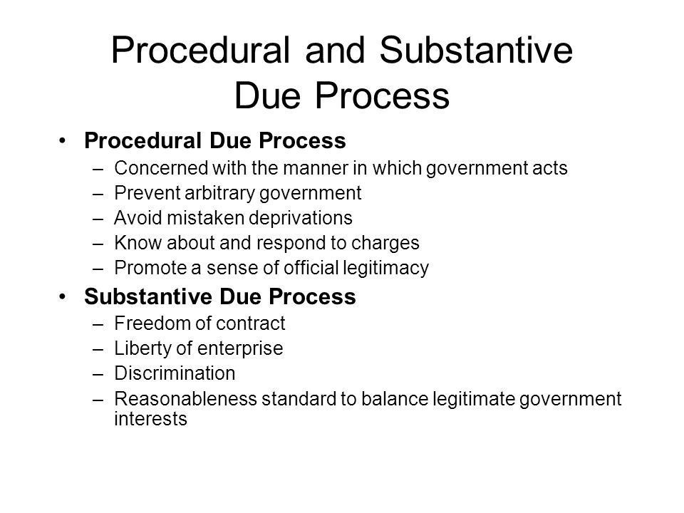 LS500 Legal Method and Process Unit 7 Due Process, Procedural 