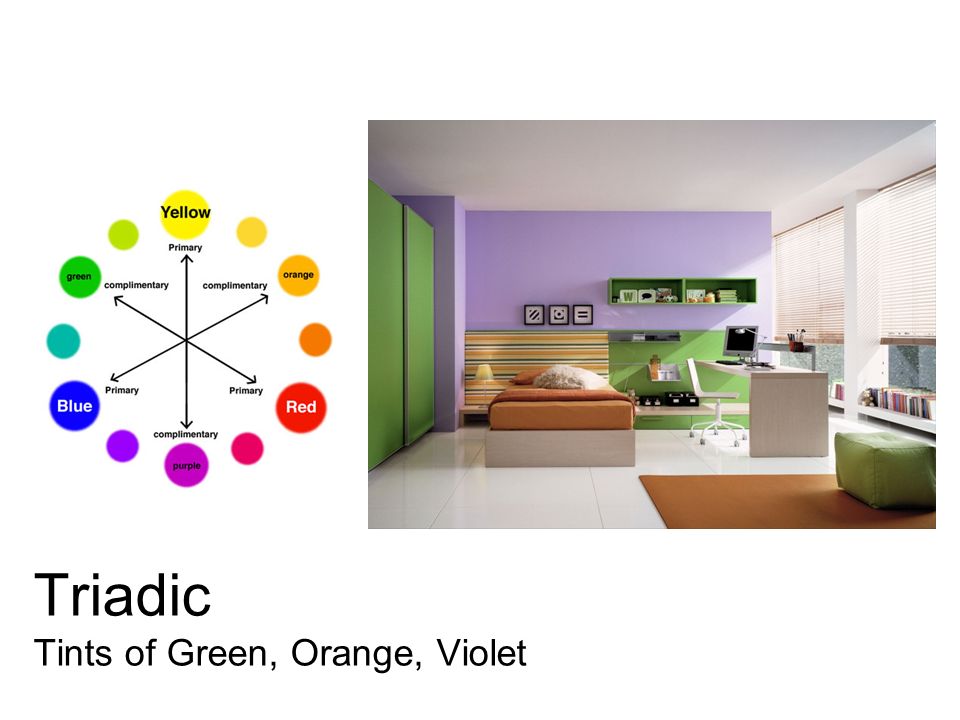 Triadic Tints of Green, Orange, Violet