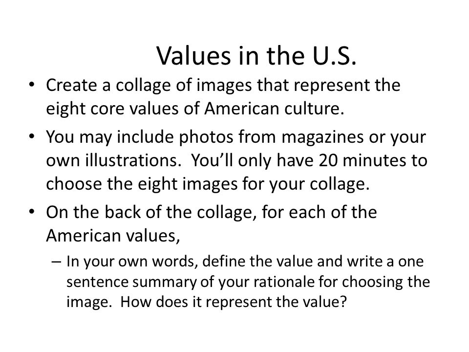 Values in the U.S.