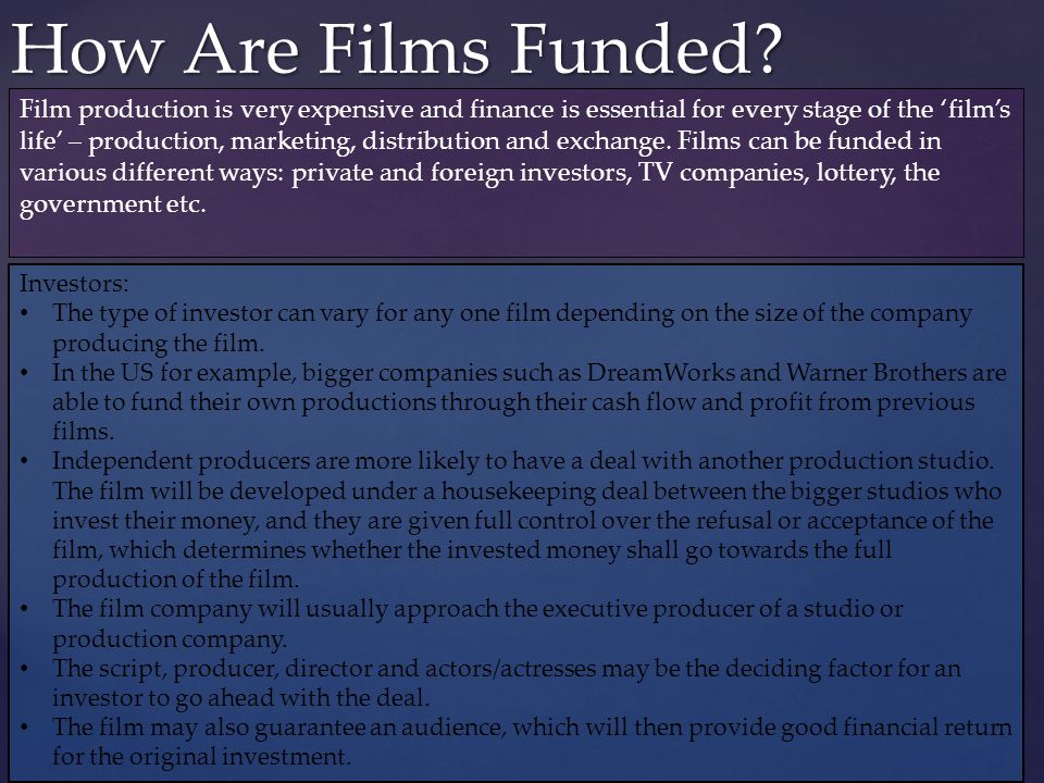 How Are Films Funded.