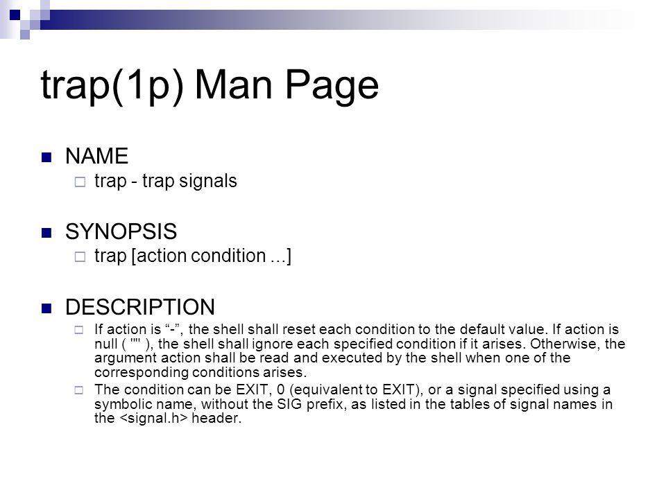 UNIX Command RTFM: trap(1p) Gilbert Detillieux October 8, 2013 MUUG  Meeting. - ppt download