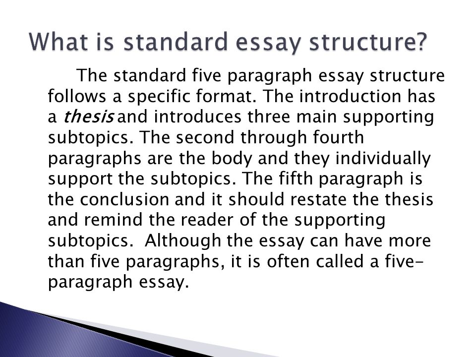 Brad Case English The Standard Five Paragraph Essay Structure The Standard Five Paragraph Essay Structure Follows A Specific Format Writing Expert Help also Cause And Effect Essay Topics For High School Buy An Essay Paper