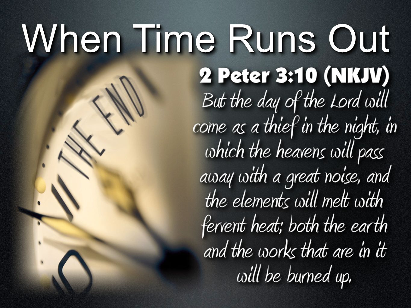 1 Peter 4:7 (NKJV) But the end of all things is at hand; therefore be serio...
