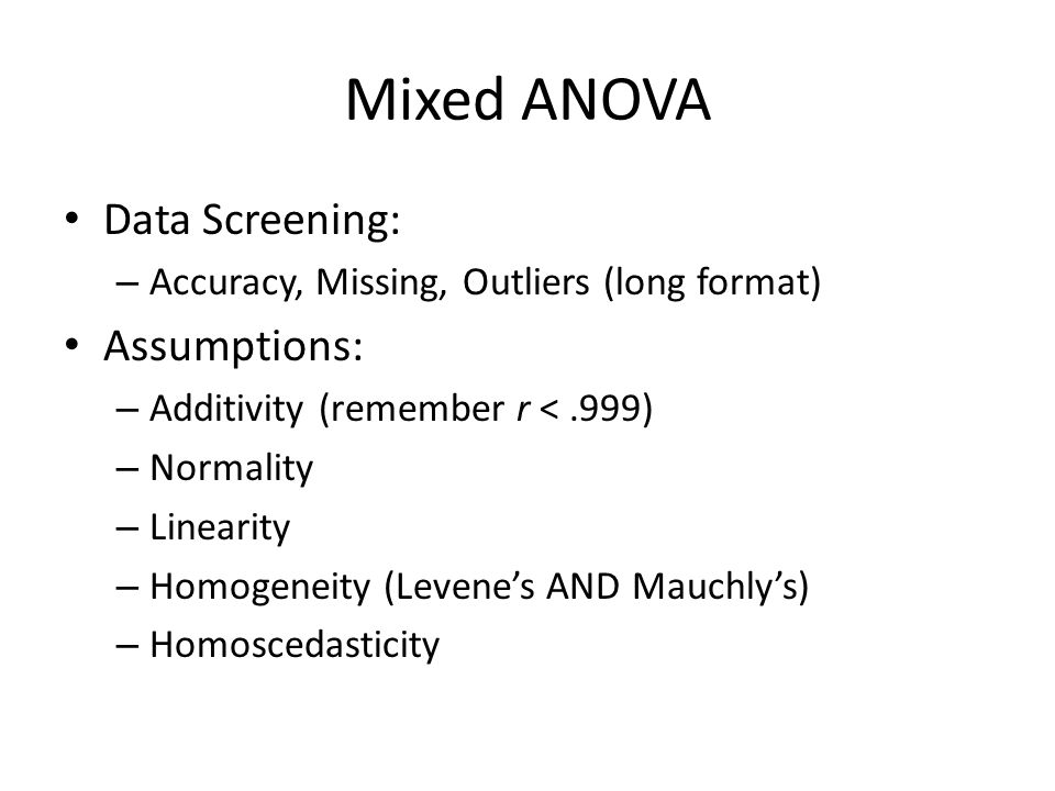 Mixed ANOVA (GLM 5) Chapter 14. Mixed ANOVA Mixed: – 1 or more Independent  variable uses the same participants (repeated measures) – 1 or more  Independent. - ppt download