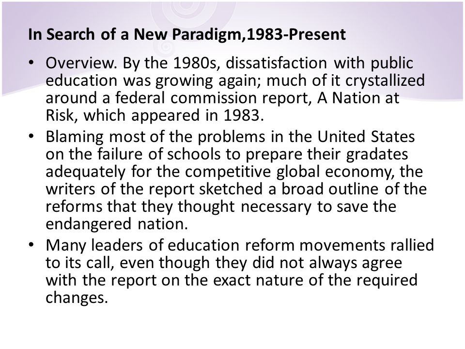 A New Paradigm Of Public Education >> Chapter 12 Education Policy In The United States Retrospectvive And A New Paradigm Of Public Education >> Chapter 12 Education Policy In The United States Retrospectvive And