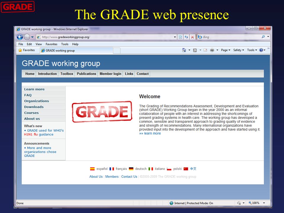 The GRADE web presence 2