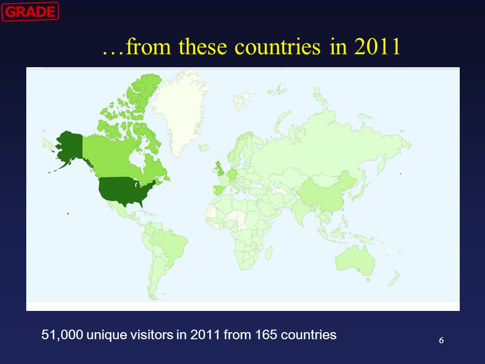 …from these countries in ,000 unique visitors in 2011 from 165 countries
