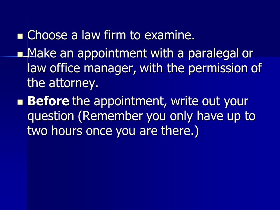Choose a law firm to examine. Choose a law firm to examine.