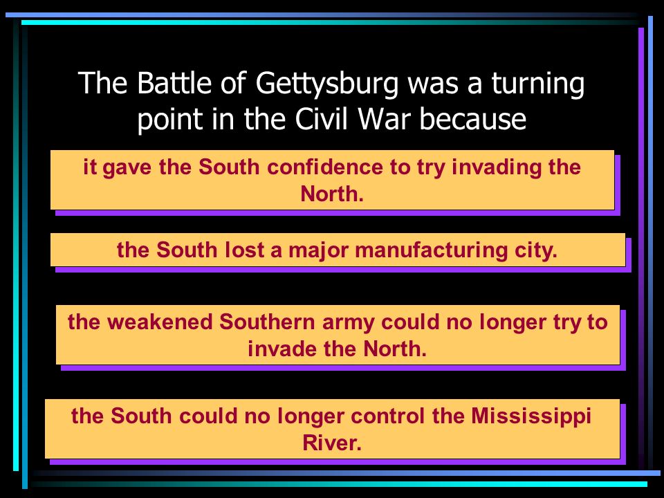 The Battle Of Gettysburg Was A Turning Point In The Civil War Because It Gave The South Confidence To Try Invading The North It Gave The South Confidence Ppt Download