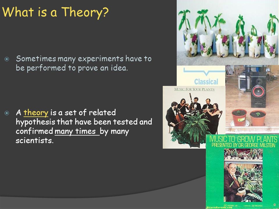 What is a Theory.  Sometimes many experiments have to be performed to prove an idea.