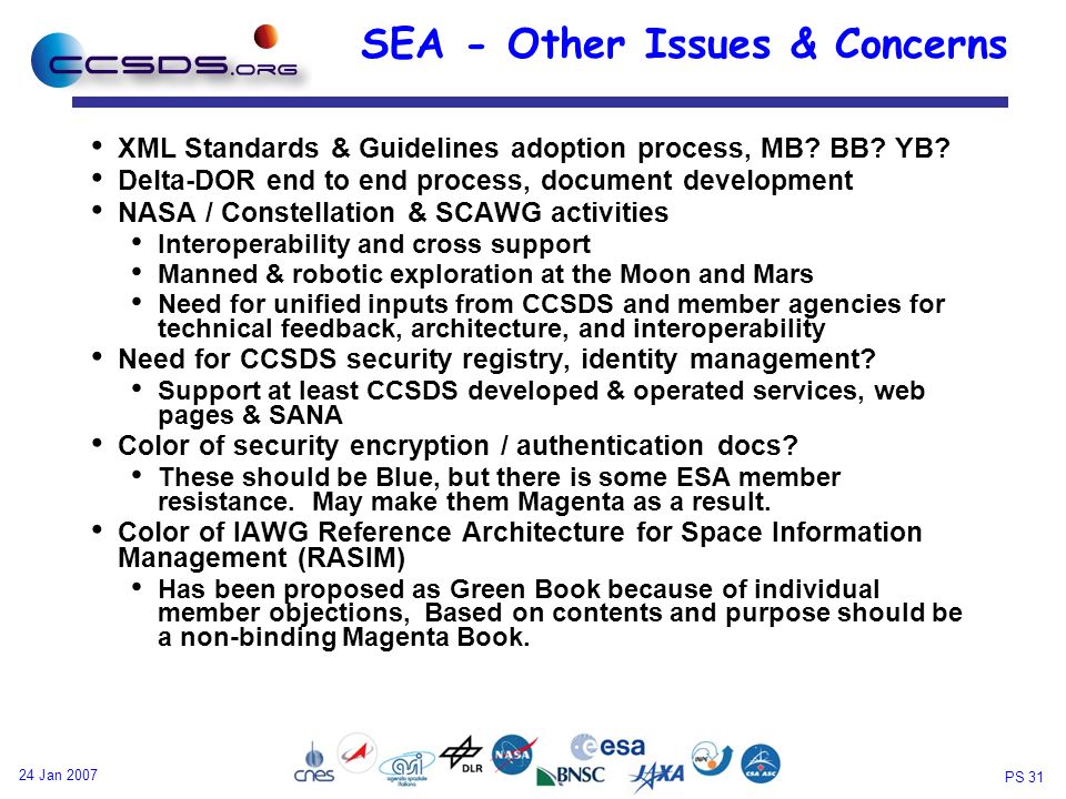 PS Jan 2007 SEA - Other Issues & Concerns XML Standards & Guidelines adoption process, MB.
