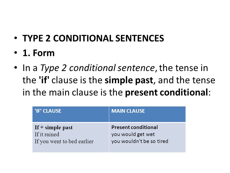 Write second conditional sentences