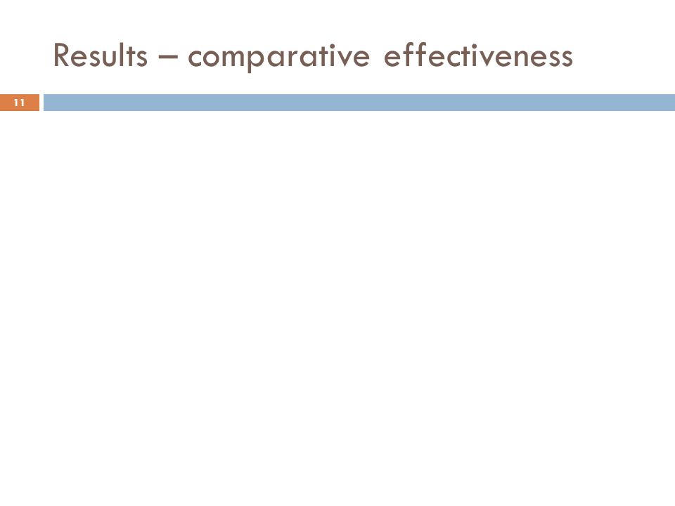 Results – comparative effectiveness 11