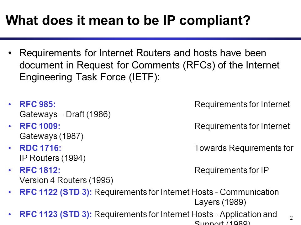 1 Requirements for Internet Routers (Gateways) and Hosts Relates to Lab 3.  (Supplement) Covers the compliance requirements of Internet routers and  hosts. - ppt download