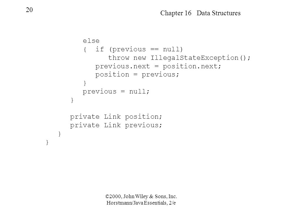 Chapter 16 Data Structures 1 ©2000, John Wiley & Sons, Inc. Horstmann