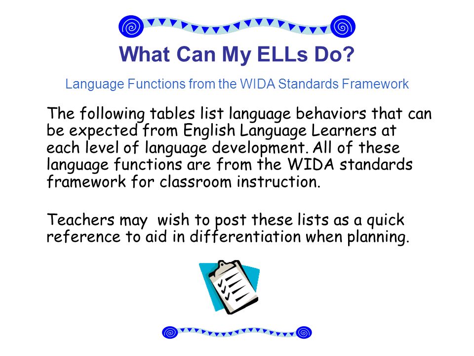 What Can My ELLs Do.