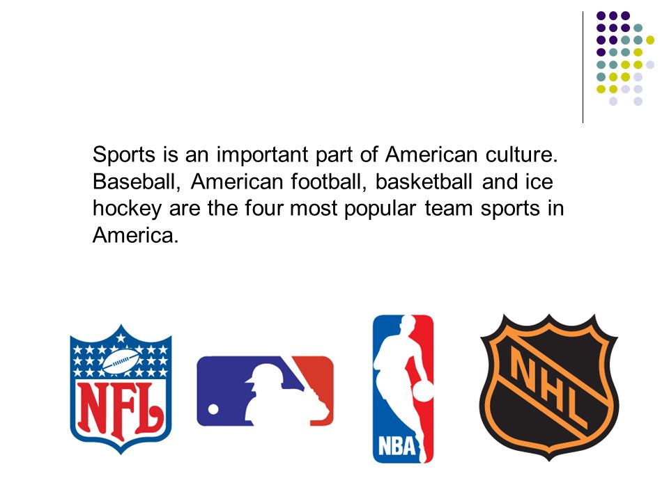 Example 7: Team Sport This sample shows the most common types of team sports:  American football, association football, baseba…