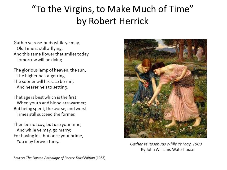 Image result for To the Virgins, to Make Much of Time