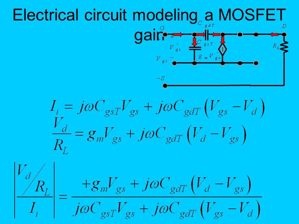 Electrical circuit modeling a MOSFET gain