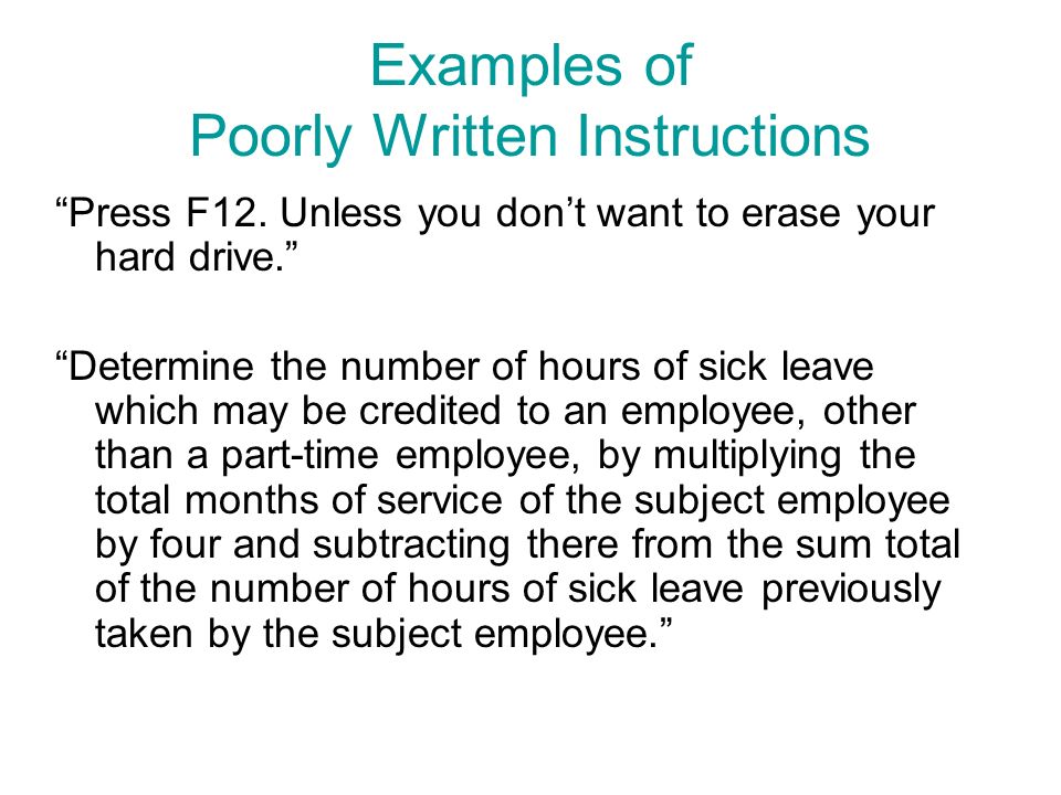 Confusing Instructions Examples