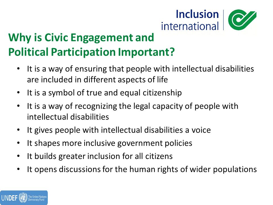 Beyond the Ballot Box: Supporting the Civic Engagement and Political  Participation of People with Intellectual Disabilities. - ppt download
