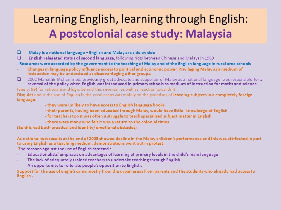 english as a second language in malaysia