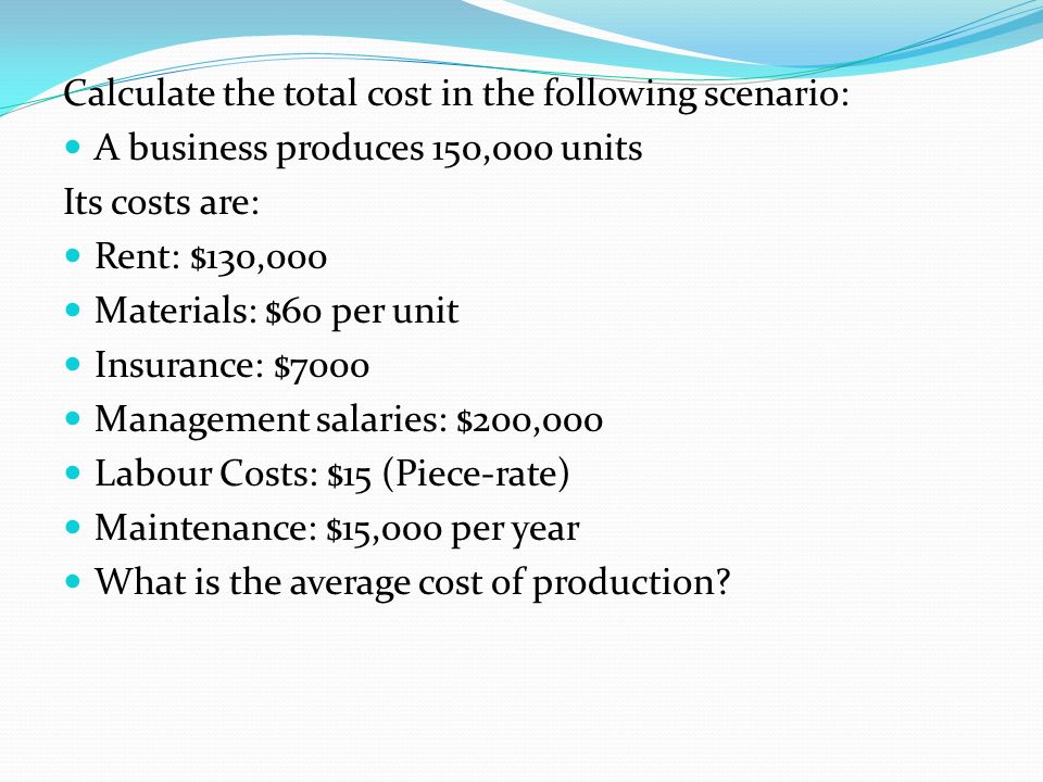 As Business Studies Operations Management Uses Of Cost Data