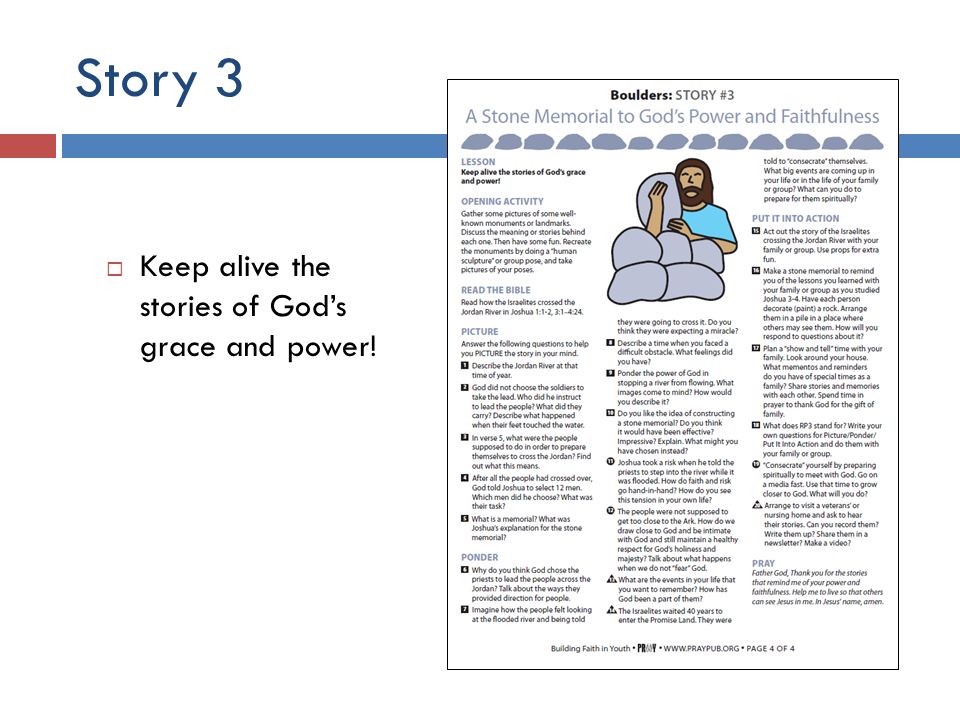Story 3  Keep alive the stories of God’s grace and power!