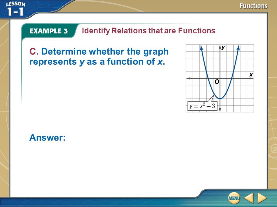 Example 3 Identify Relations that are Functions C.