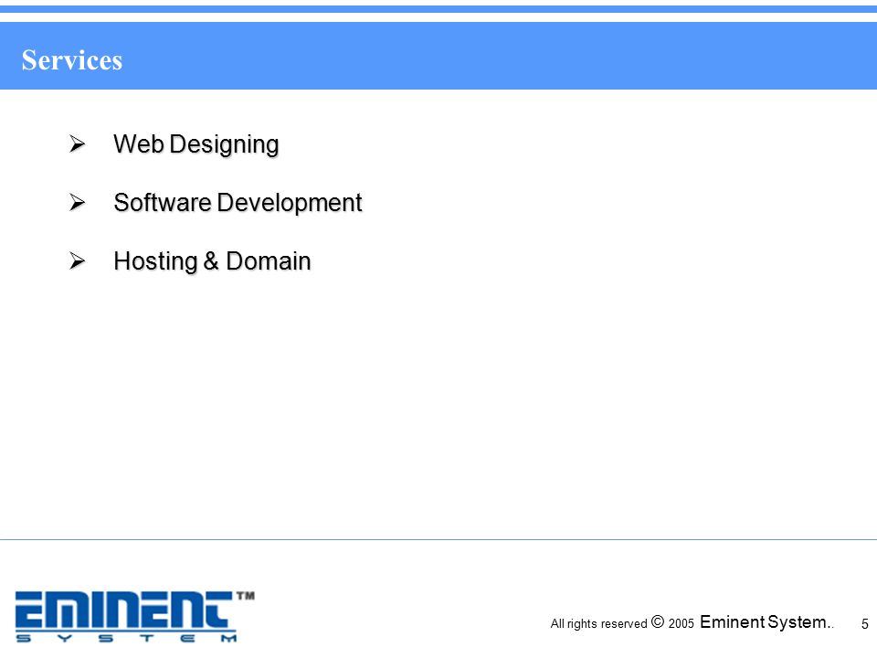 5  Web Designing  Software Development  Hosting & Domain Services