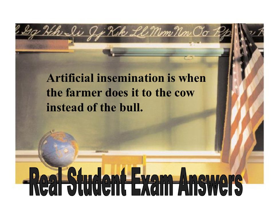 Artificial insemination is when the farmer does it to the cow instead of the bull.