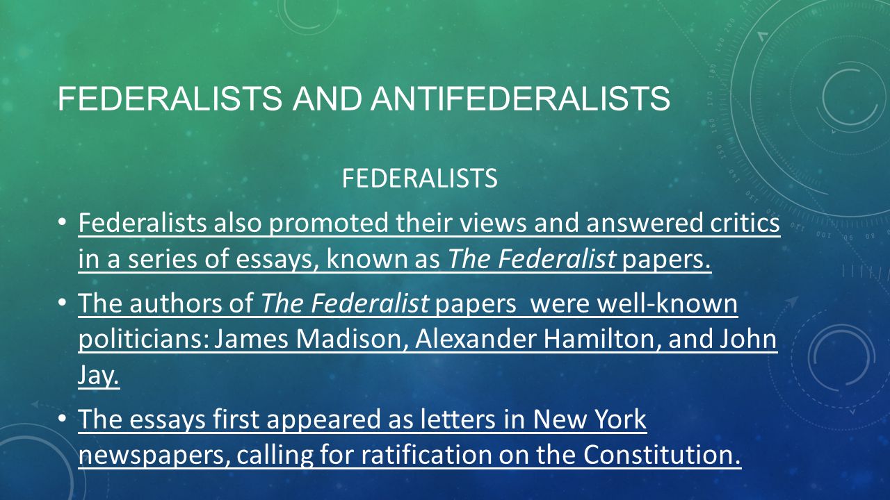 was a series of essays promoting ratification of the constitution