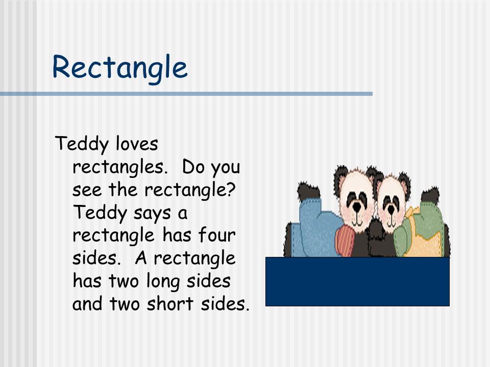 Rectangle Teddy loves rectangles. Do you see the rectangle.
