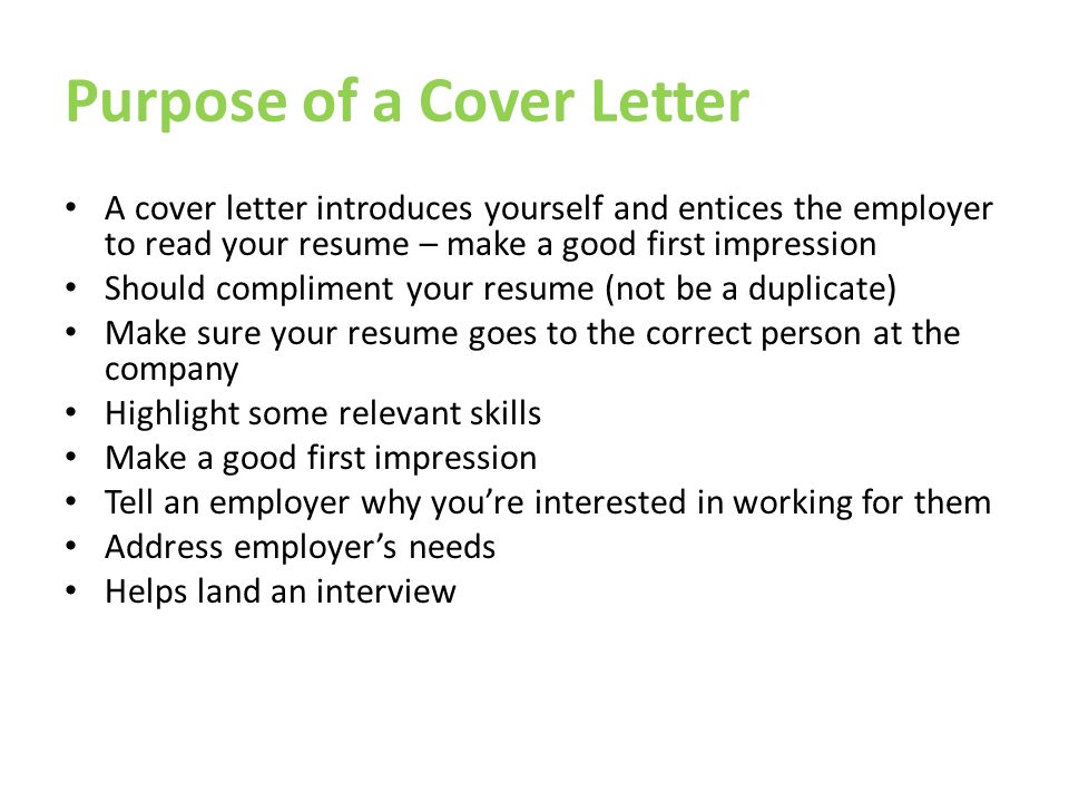 Purpose Of Cover Letter from images.slideplayer.com