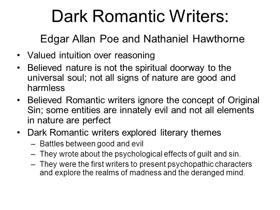 dark romanticism historical events
