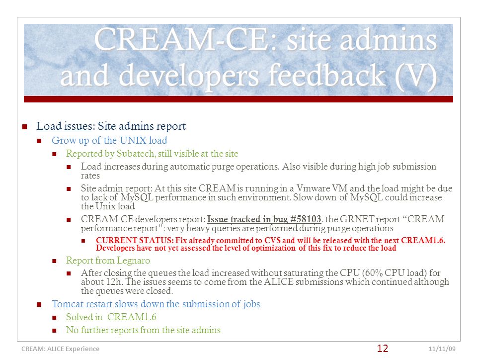 CREAM: ALICE Experience WLCG GDB Meeting, CERN 11th November 2009 Stefano Bagnasco (INFN-Torino), Jean-Michel Barbet (Subatech), Latchezar Betev (ALICE), - ppt download - 웹