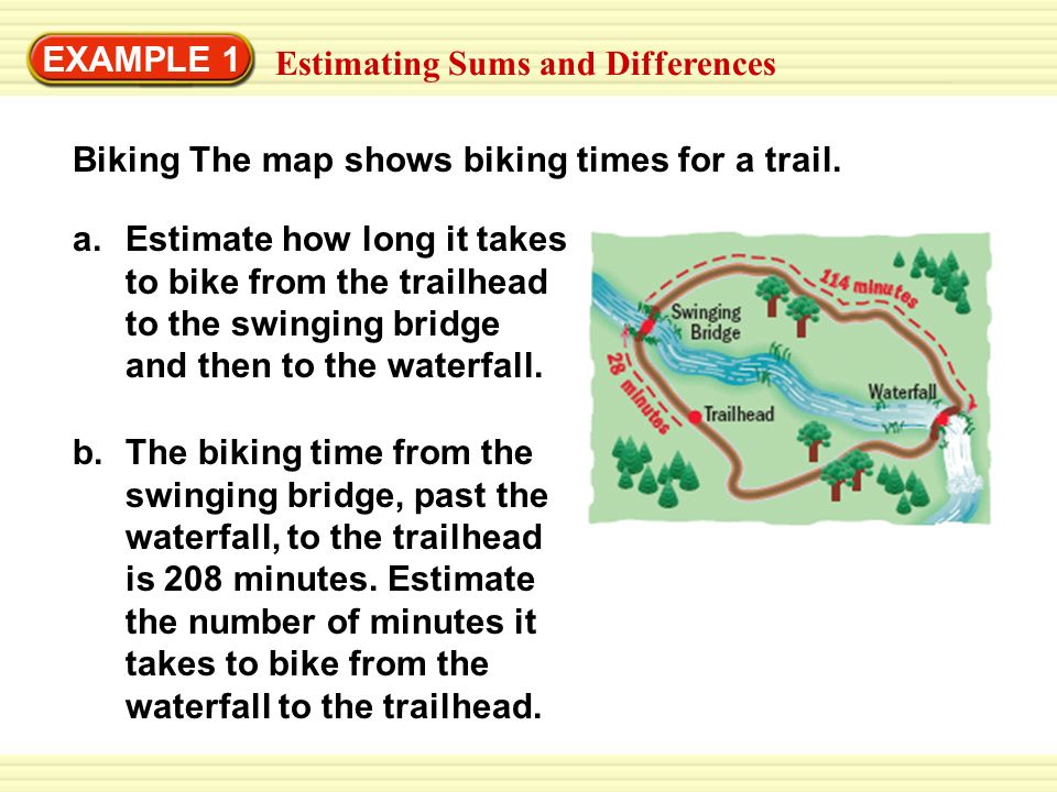 EXAMPLE 1 Biking The map shows biking times for a trail.
