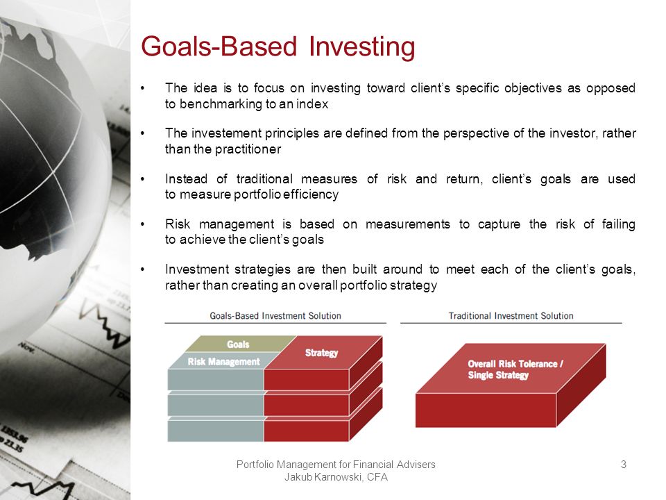 Goals Based Investing Integrating Traditional And Behavioral Finance Jakub Karnowski Cfa Portfolio Management For Financial Advisers Ppt Download