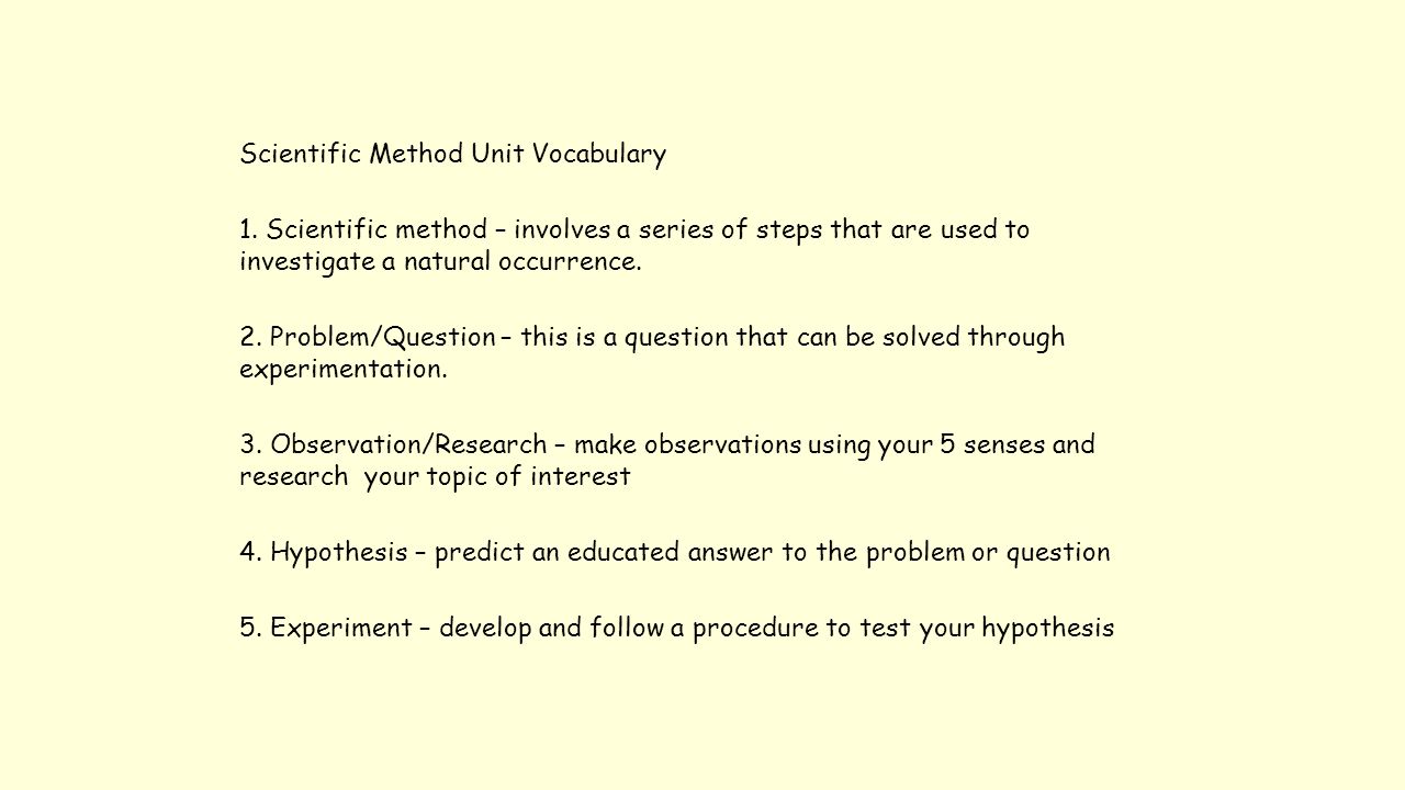 Scientific Method Unit Vocabulary 1.