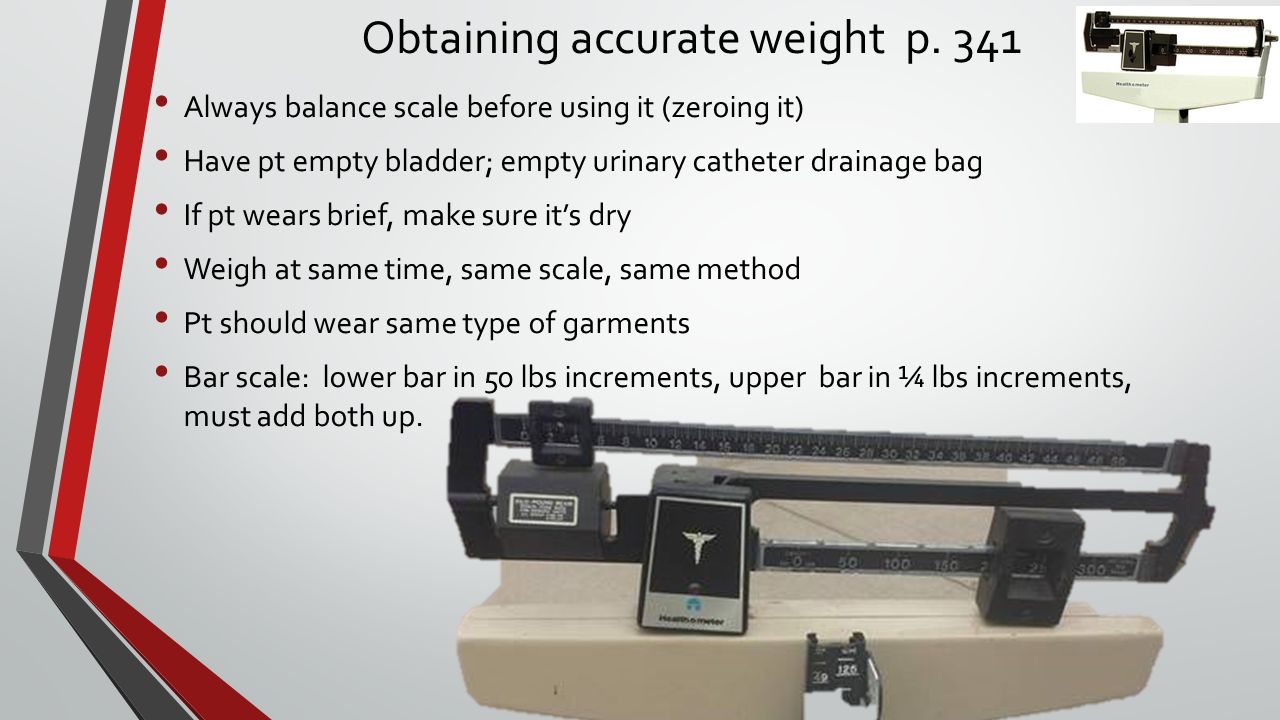 Obtaining accurate weight p.