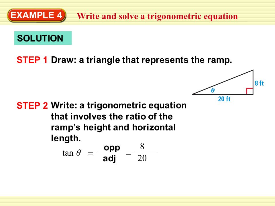 Example 3 Standardized Test Practice Solution In The Right Triangle You Are Given The Lengths Of The Side Adjacent To 8 And The Hypotenuse So Use The Ppt Download