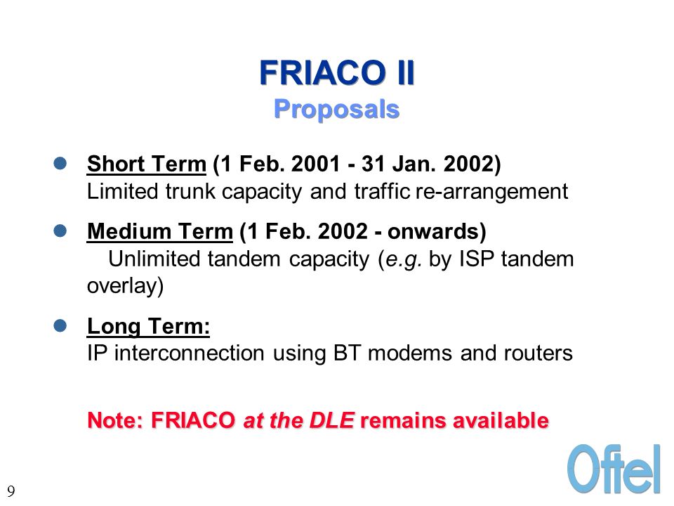 9 FRIACO II Proposals Short Term (1 Feb Jan.