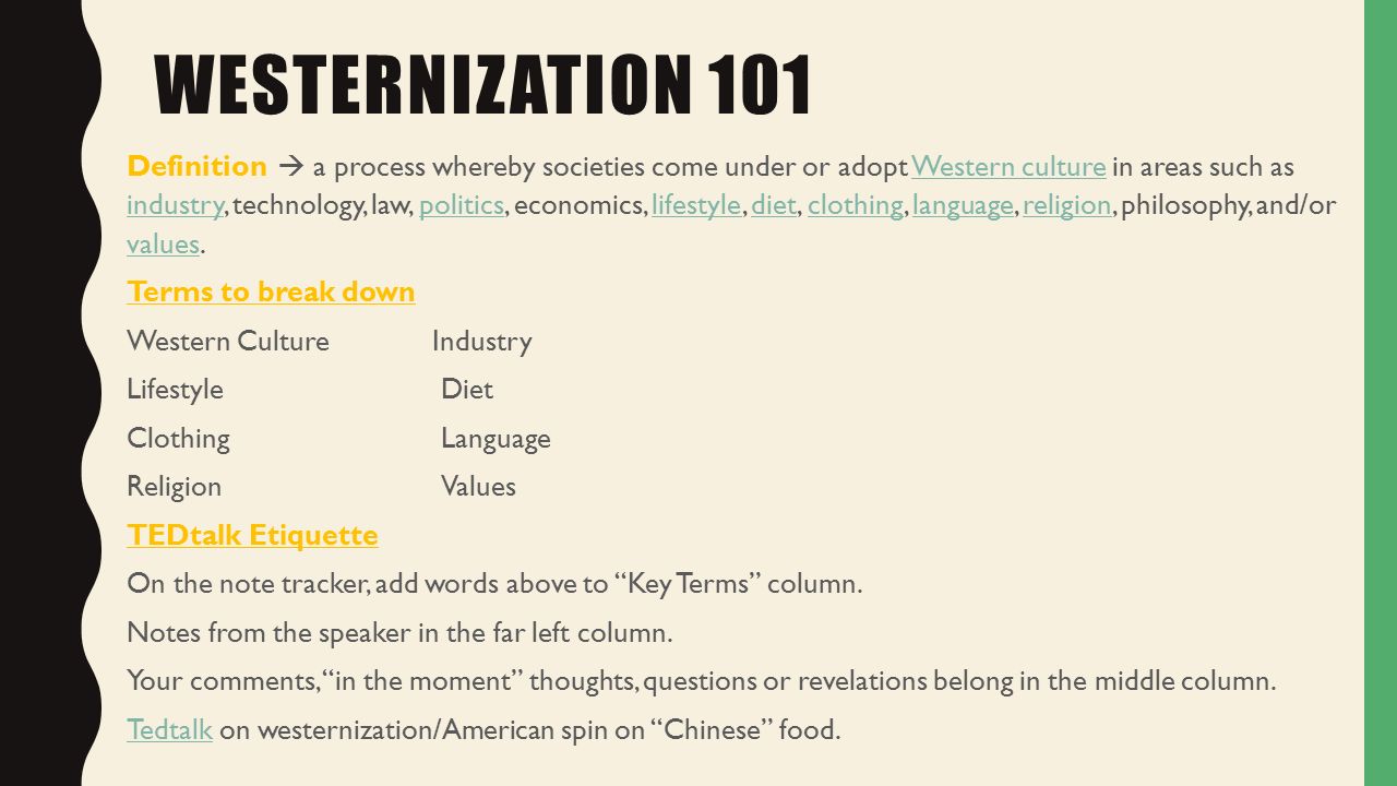 westernisation examples