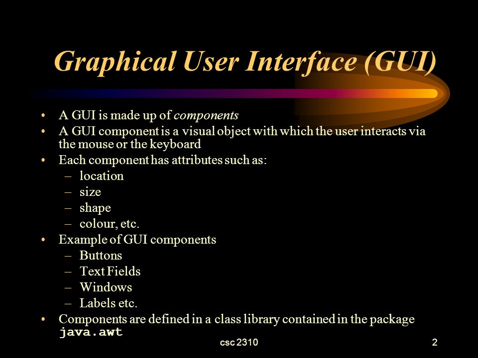 Graphical User Interface In Java Ppt