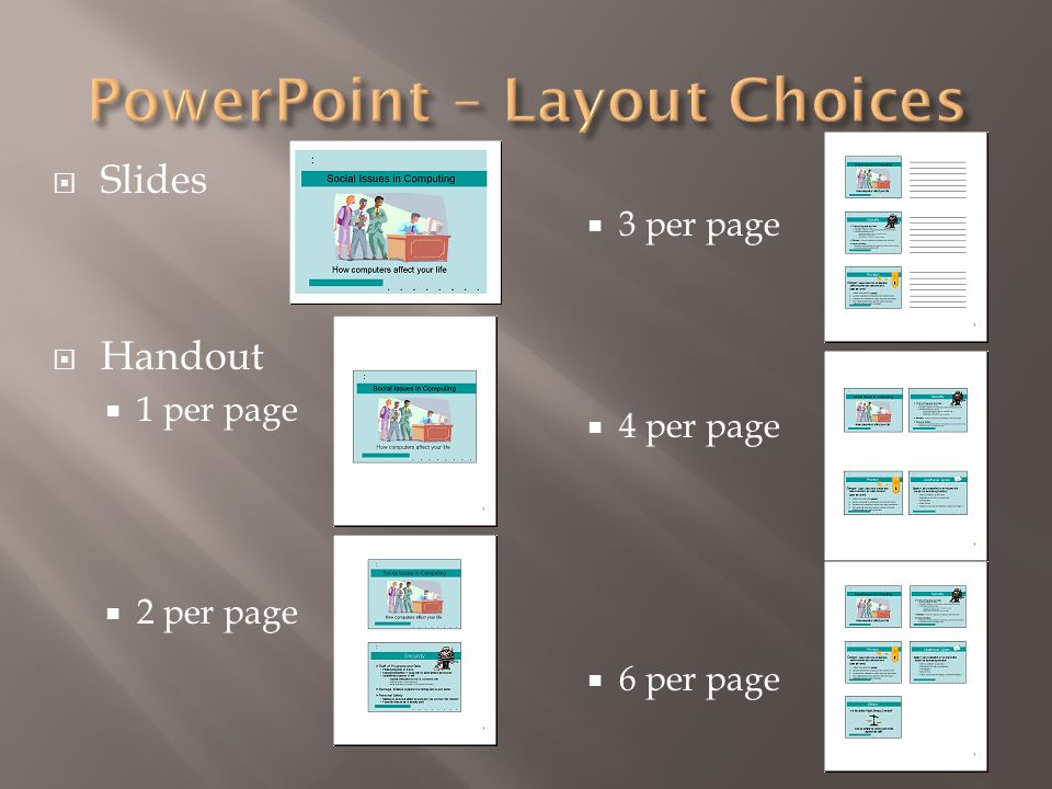 Slides  Handout  1 per page  2 per page  3 per page  4 per page  6 per page