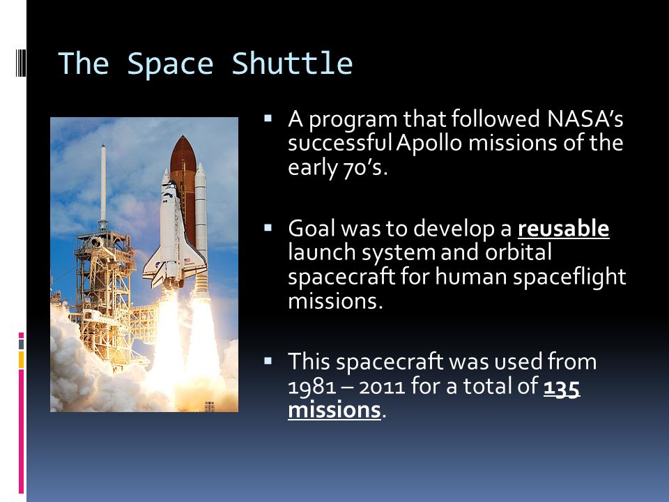 Learning Goals  I will be able to identify the names of the space shuttles in NASA's program.  I will be able to identify two shuttle disasters. - ppt download