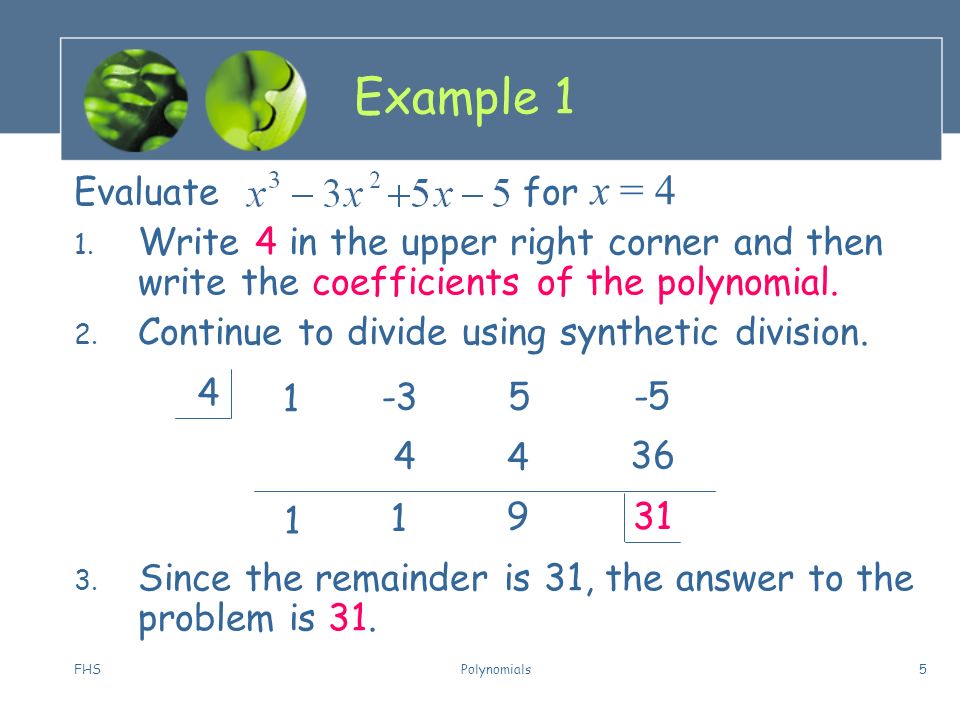 picture Evaluating Polynomials Using Synthetic Division synthetic evaluation of polynomials be